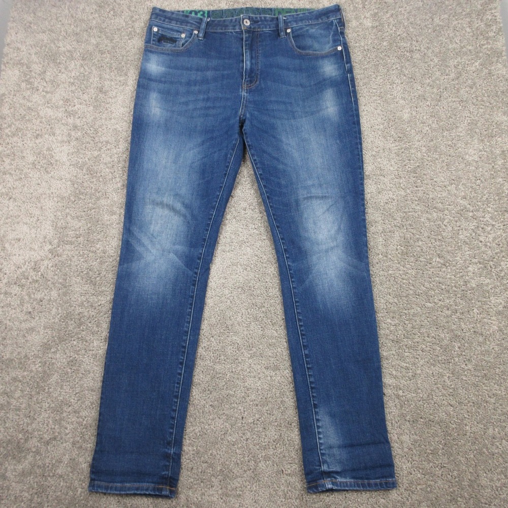 Superdry‎ Jeans Mens 36x34 Blue Tyler Slim 03 Faded Whisker Denim Pants